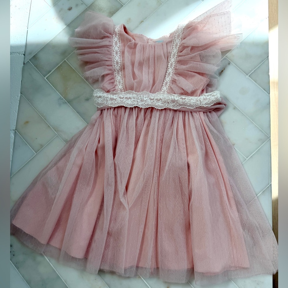 Abel and Lula Girls Pink Tulle and Lace Dress Size 8